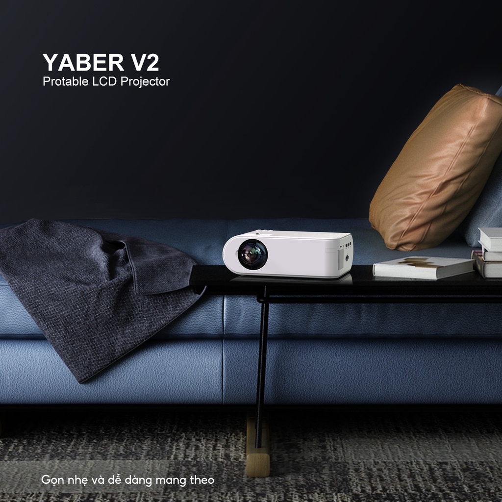 Máy chiếu mini YABER V2 Mini Wifi HD Độ sáng 6000 Lumens - Hiệu suất âm thanh nổi HiFi 3W - Màn hình lên đến 200 Inches