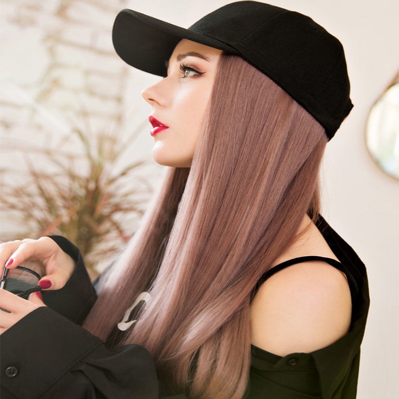 Tóc Giả Dài Thẳng Kèm Mũ Đội Thời Trang Dành Cho Nữ