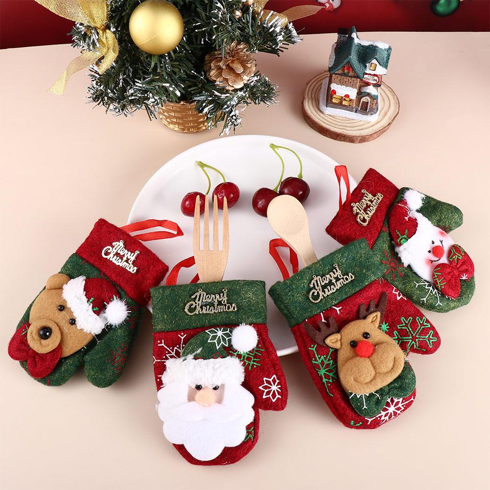 Găng Tay Giáng Sinh Trang Trí Nhà Ở Túi Đựng Dụng Cụ Ăn Uống Tiện Lợi