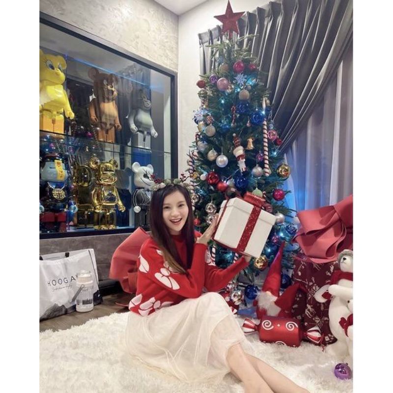 SẴN| ÁO LEN ĐỎ HOẠ TIẾT NOEL BẮT MẮT