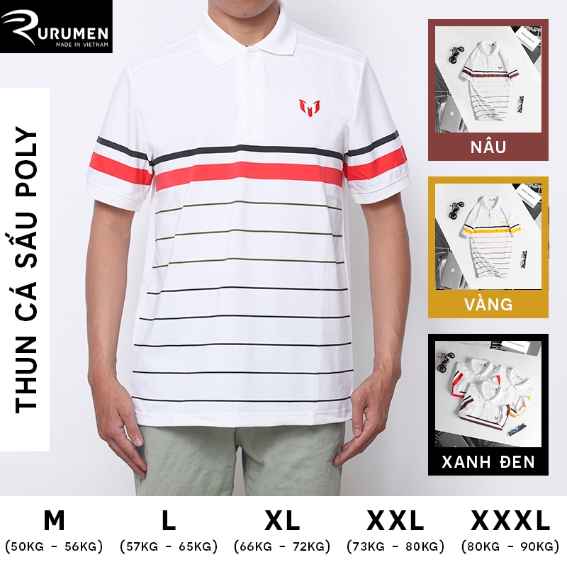 Áo Thun Polo Nam Cổ Bẻ Big Size Kẻ Sọc Ngang RURUMEN Áo Phông Cá Sấu Có Cổ VNXK - CS166