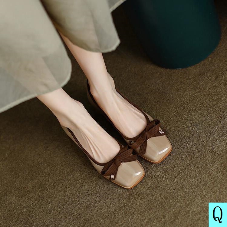 Giày Cao Gót Mũi Vuông Chất Liệu Da Bóng Phong Cách Retro Thời Trang Mùa Hè 2022 Cho Nữ 2022