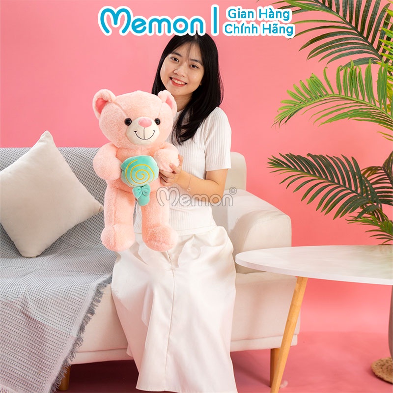 Gấu Bông Teddy Ôm Kẹo Nhồi Gòn Cao Cấp Memon