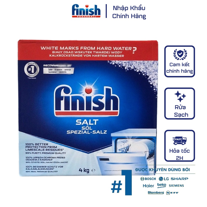 Muối rửa bát Finish 4kg/ Muối làm mềm nước Finish loại 4kg chén - Finish EU