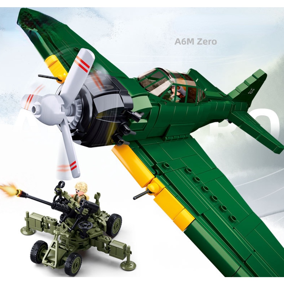 Bộ 560 Mô Hình Máy Bay Chiến Đấu MOC WW2 A6M Zero Cao Cấp