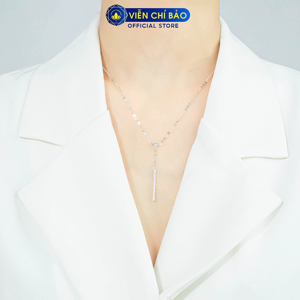Dây chuyền sao thanh dài đính đá chất liệu bạc 925 thời trang phụ kiện trang sức nữ Viễn Chí Bảo D400808