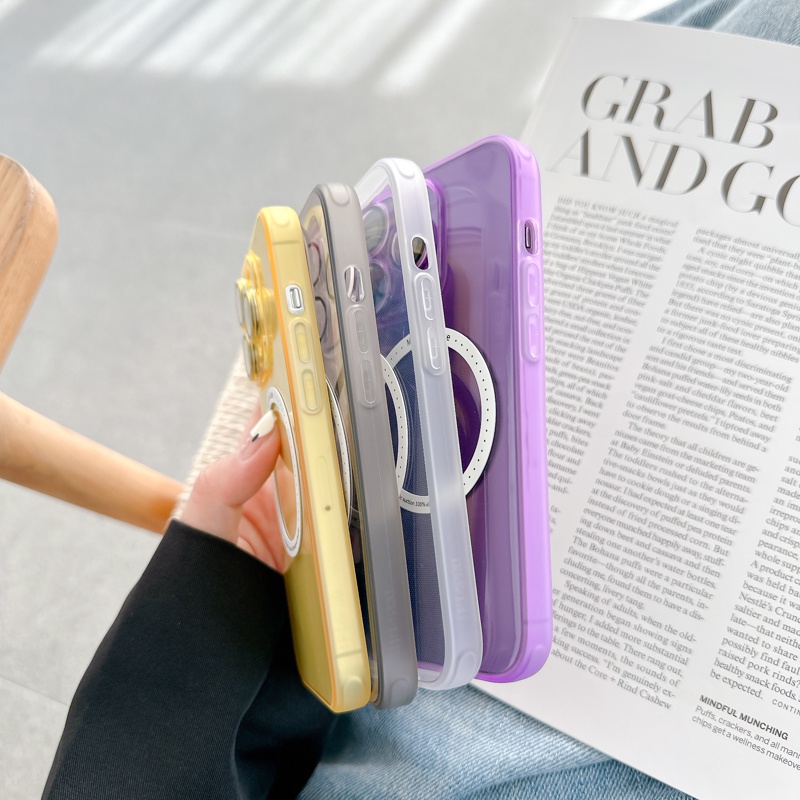 Ốp Điện Thoại Trong Suốt Từ Tính Bảo Vệ Ống Kính Máy Ảnh Cho iPhone 14promax 14 13promax 12 11