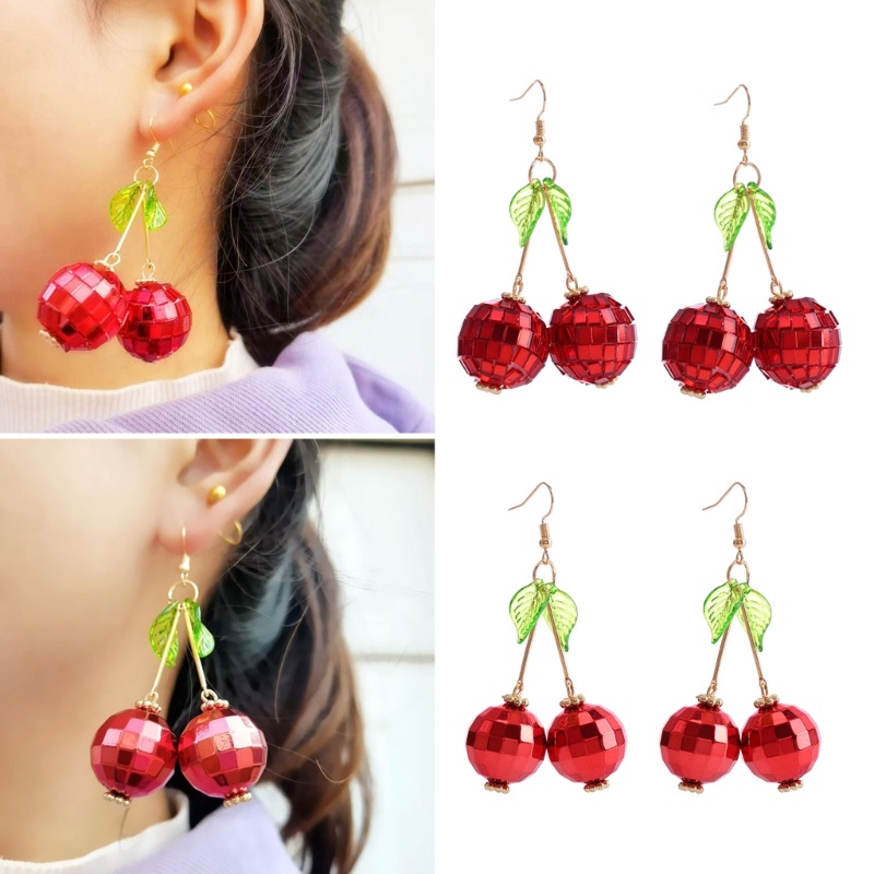 San * Bông Tai Hình Trái Cherry Handmade Phù Hợp Với Thanh Thiếu Niên Và Nữ