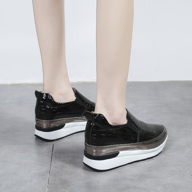 Foot width fat large size women shoes 35 - 43 platform shoes women 41 casual slip-on height-increasing small white shoes 42