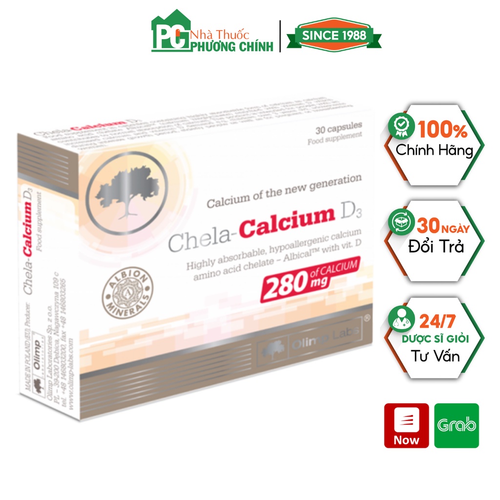 Canxi Hữu Cơ Cho Bà Bầu Chela Calcium D3 - Dễ Hấp Thu & Không Gây Lắng Cặn (Hộp 30 Viên)