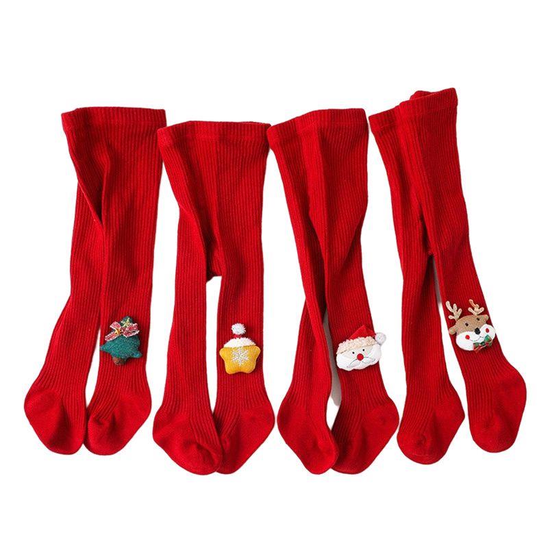 Quần Tất Màu Đỏ In Họa Tiết Hoạt Hình Thời Trang Xuân Thu Cho Bé Gái 100 Ngày