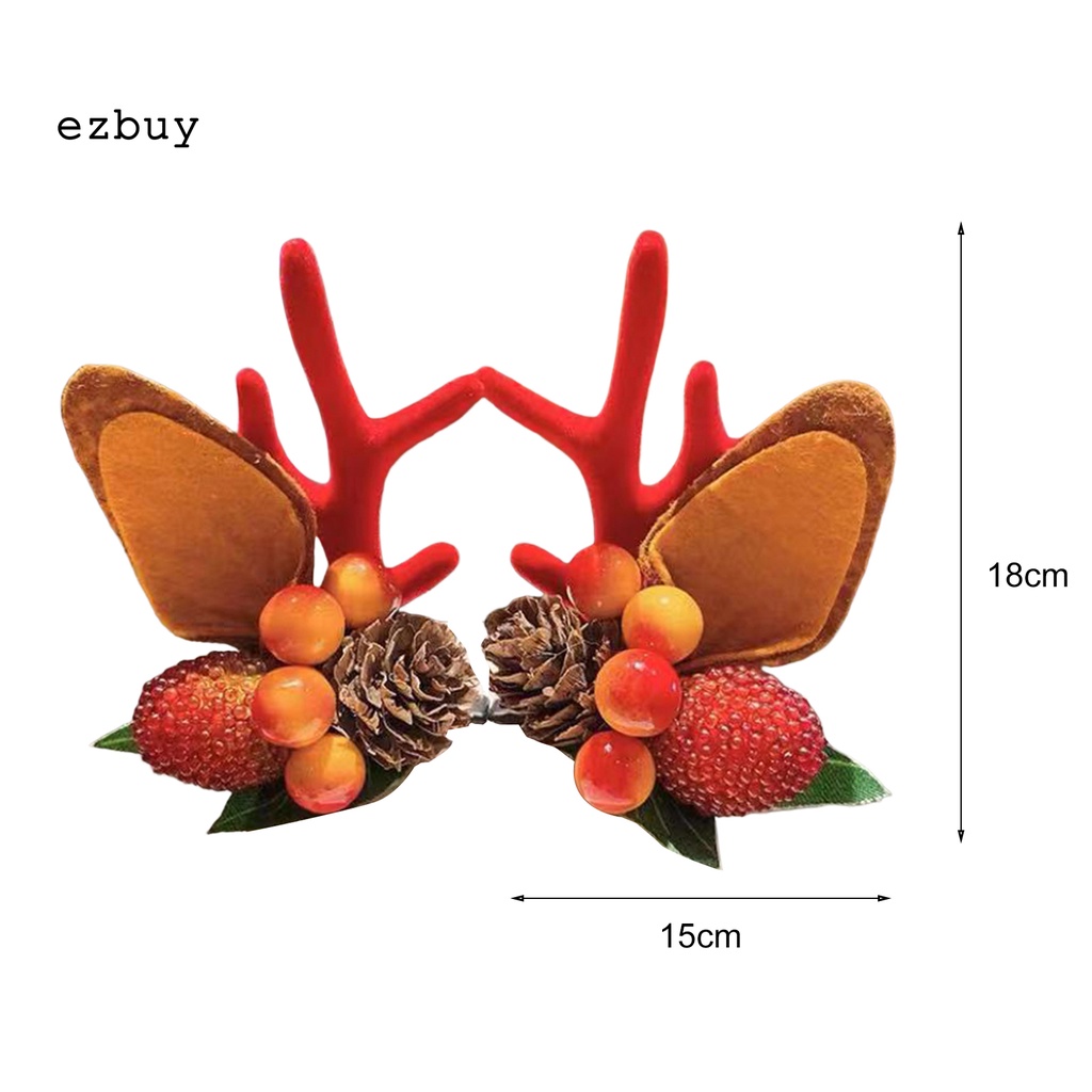 Ezbuy 1 Cặp Kẹp Tóc Sừng Hươu Màu Sắc Sống Động Tinh Tế Trang Trí Giáng Sinh Cho Nữ