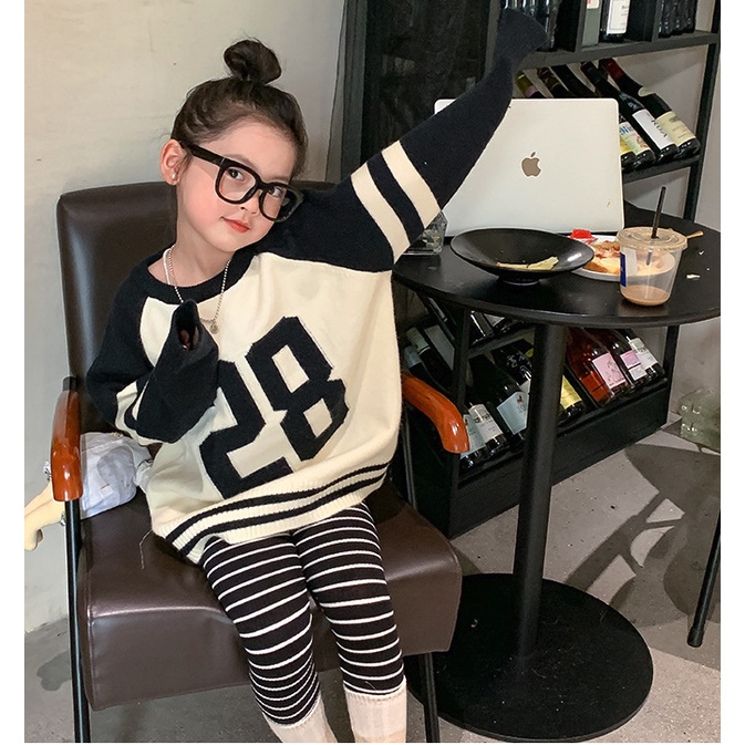 Quần legging bé gái gân sọc QG515 sz 90-140, quần legging cho bé thời trang, co dãn 4 chiều