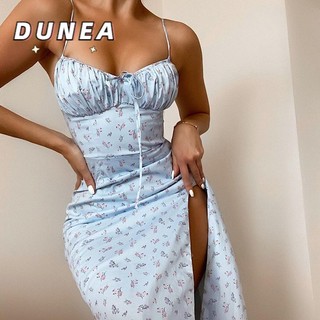 Đầm hoa hai dây DUNEA xẻ tà quyến rũ thời trang dành cho nữ