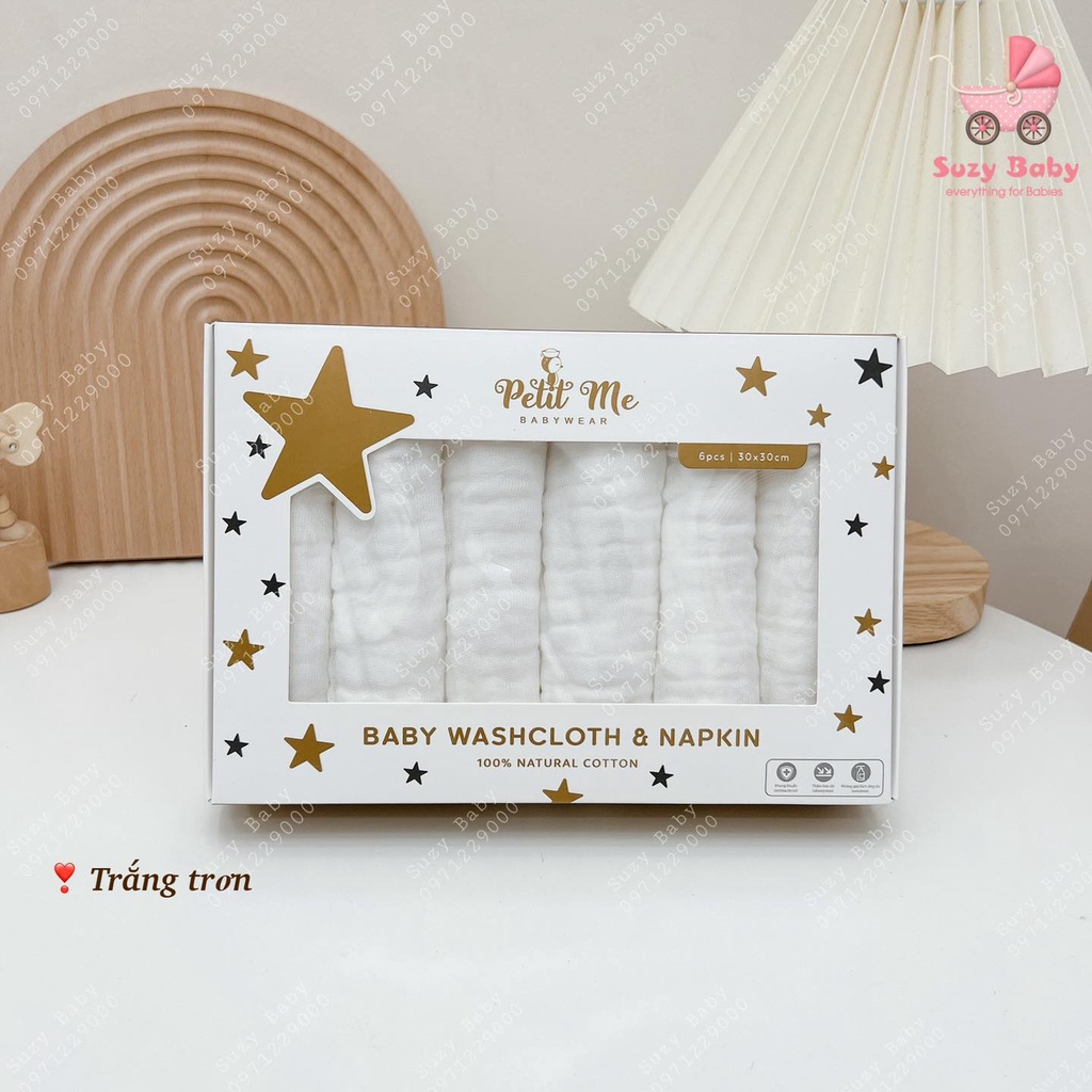 Khăn Sữa Cho Bé/ Khăn Sữa Petitme Cho Bé 100% Sợi Bông Cotton, Kháng Khuẩn Và Thấm Hút Tốt