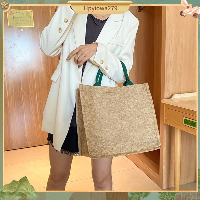 Có thể bán buôn Túi xách phụ nữ Dung tích lớn Vải lanh chắc chắn đựng đồ ăn trưa thoải mái để sử dụng hàng ngày Ilikebag Hàng giao ngay