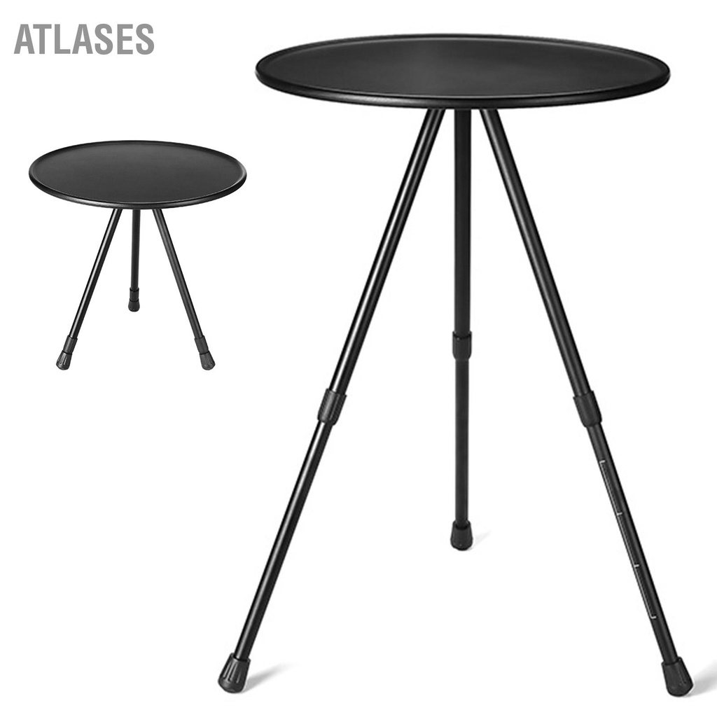 Bàn Gấp Tròn Màu Đen Hợp Kim Nhôm Có Thể Nâng Siêu Nhẹ Cắm Trại Cho Du Lịch Dã Ngoại Ngoài Trời   Atlases~