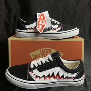 Giày Vans Old Skool Cá mập bape đen trắng full box cao cấp
