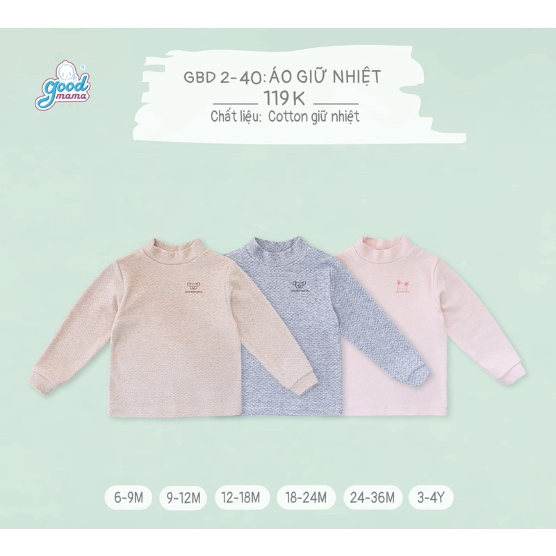 Áo giữ nhiệt nỉ cho bé 6-17kg chất liệu mềm mại ấm áp chính hãng Goodmama, Avaler