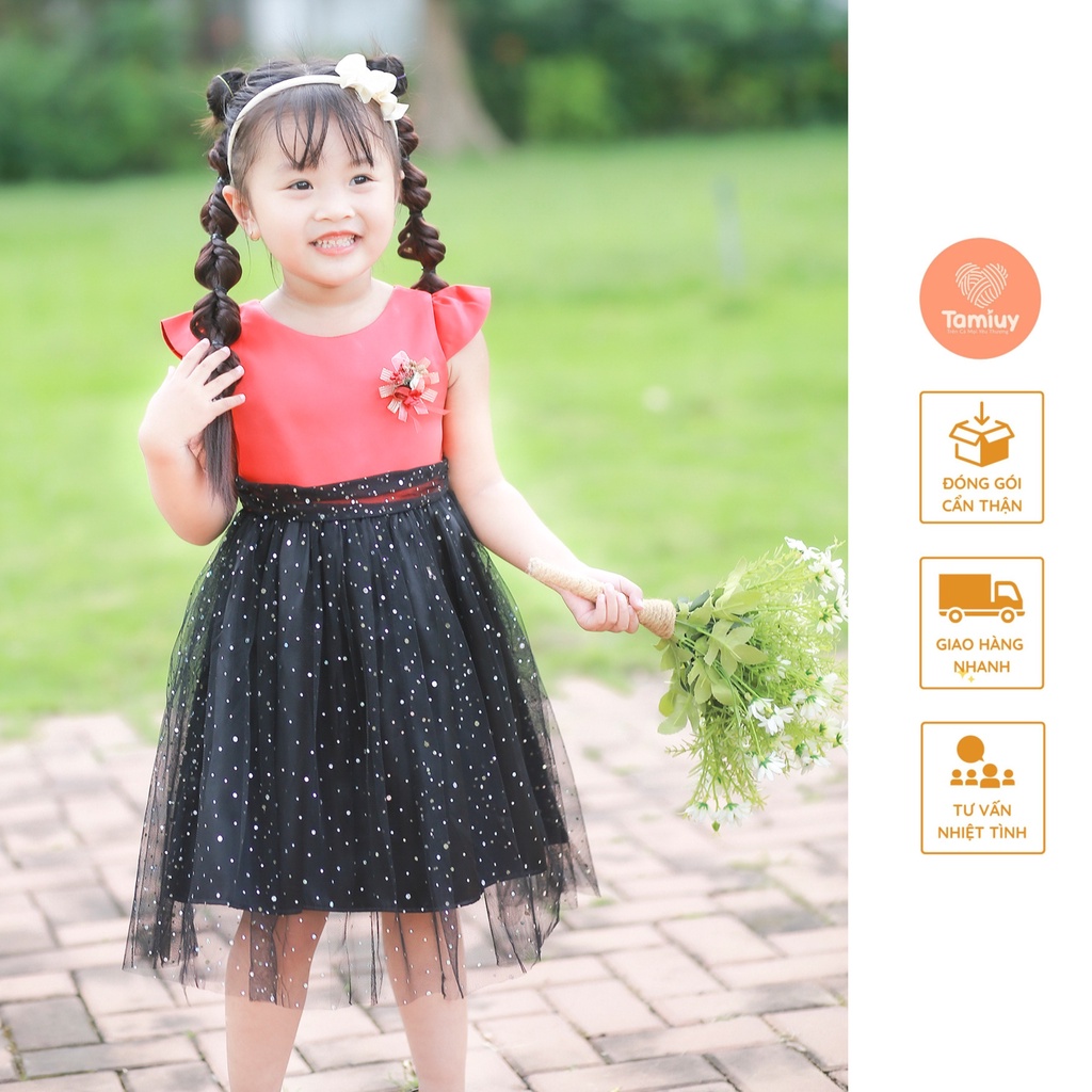 Đầm Dạ Hội Kim Tuyến Tamiuy Màu Đen Quý Phái Đáng Yêu Siêu Đẹp Dành Cho Bé Gái Từ 1-10 Tuổi