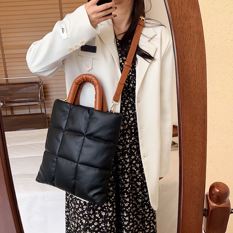 Túi Đeo Vai Bằng cotton Sức Chứa Lớn Họa Tiết Kẻ Sọc Cho Nữ