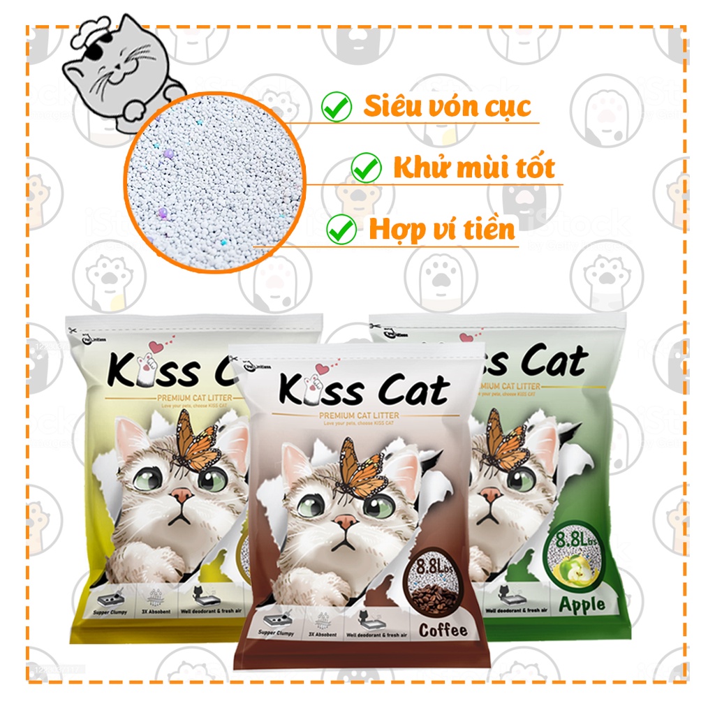 Cát vệ sinh cho mèo Kiss cat siêu thấm hút và siêu vón cục 17.6L
