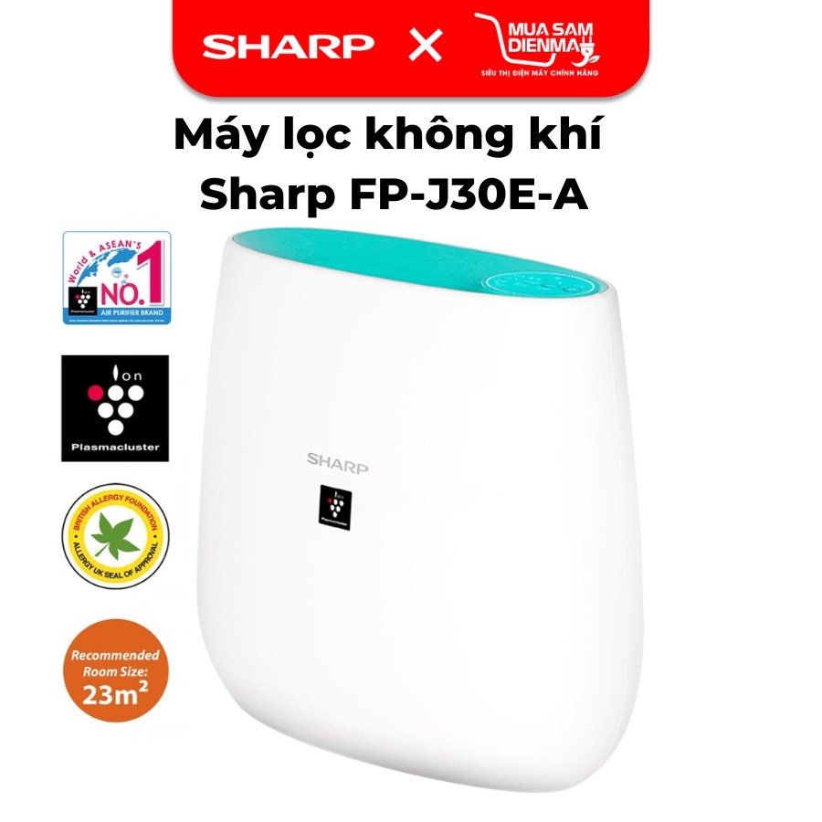 Máy lọc không khí Sharp FP-J30E-A | Máy lọc không khí mini | Tạo ion âm | Lọc bụi mịn | Diệt khuẩn Plasma | 4 cấp độ lọc