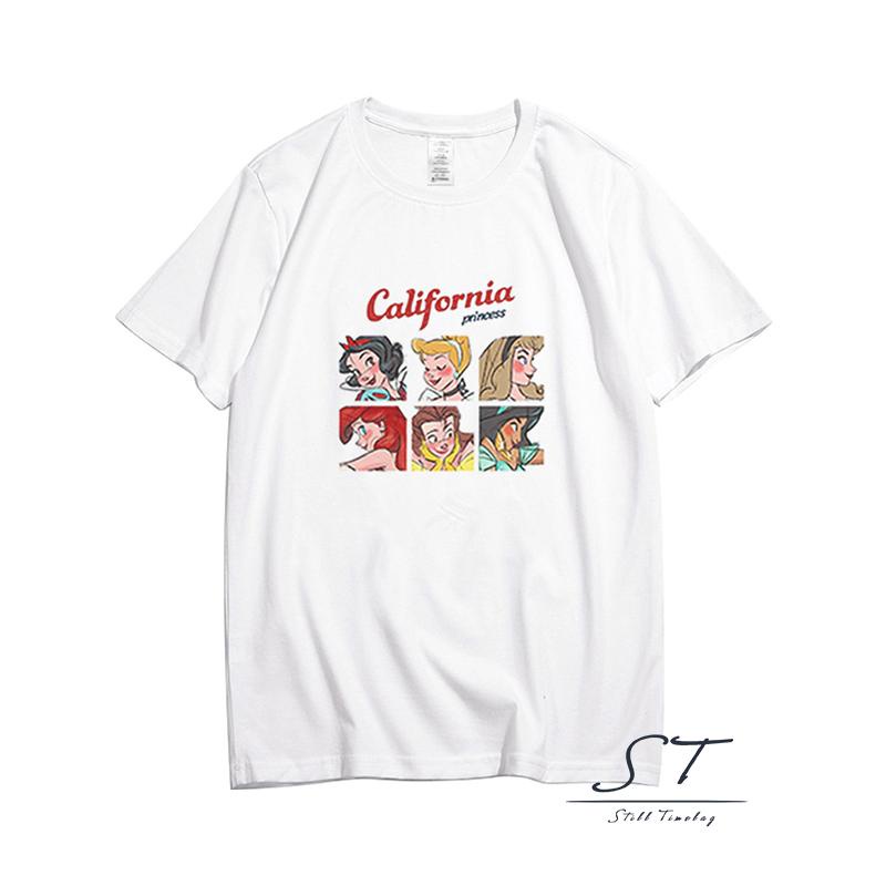 Áo Thun Tay Ngắn Cổ Tròn In Họa Tiết Hoạt Hình Và Chữ CY03 Dành Cho Nữ