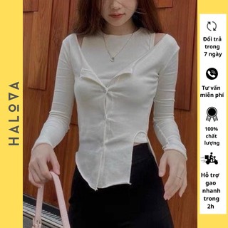 Áo thun kiểu nữ đẹp tay dài ôm body halova at2