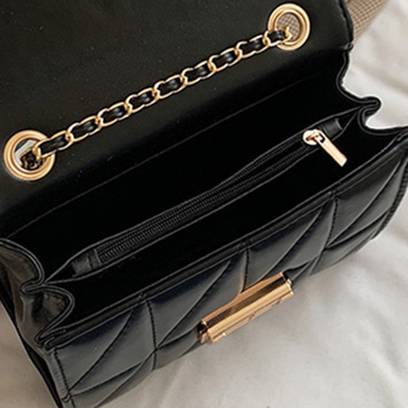 Túi Đeo Chéo Dây Xích Hình Thoi Nhỏ Màu Vàng Phong Cách Hàn Quốc Cho Nữ