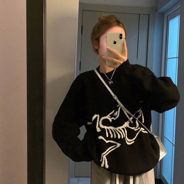 Áo Sweater Dệt Kim Màu Đen Phong Cách Retro Nhật Bản Cao Cấp Mùa Thu Đông Hàng Mới Bán Chạy Granny Fufu 'S Tren