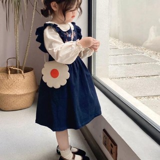✨bán sỉ✨set gồm đầm nhung thêu kèm sơ mi