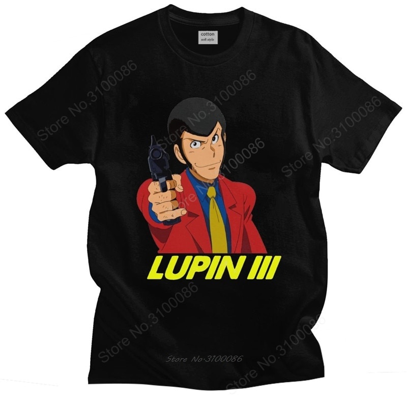 Kawaii Lupin Áo Thun Thứ Ba Áo nam Cổ Tròn Tay Ngắn manga arsene Lupin iii In Hình Áo Thun Cotton Ng