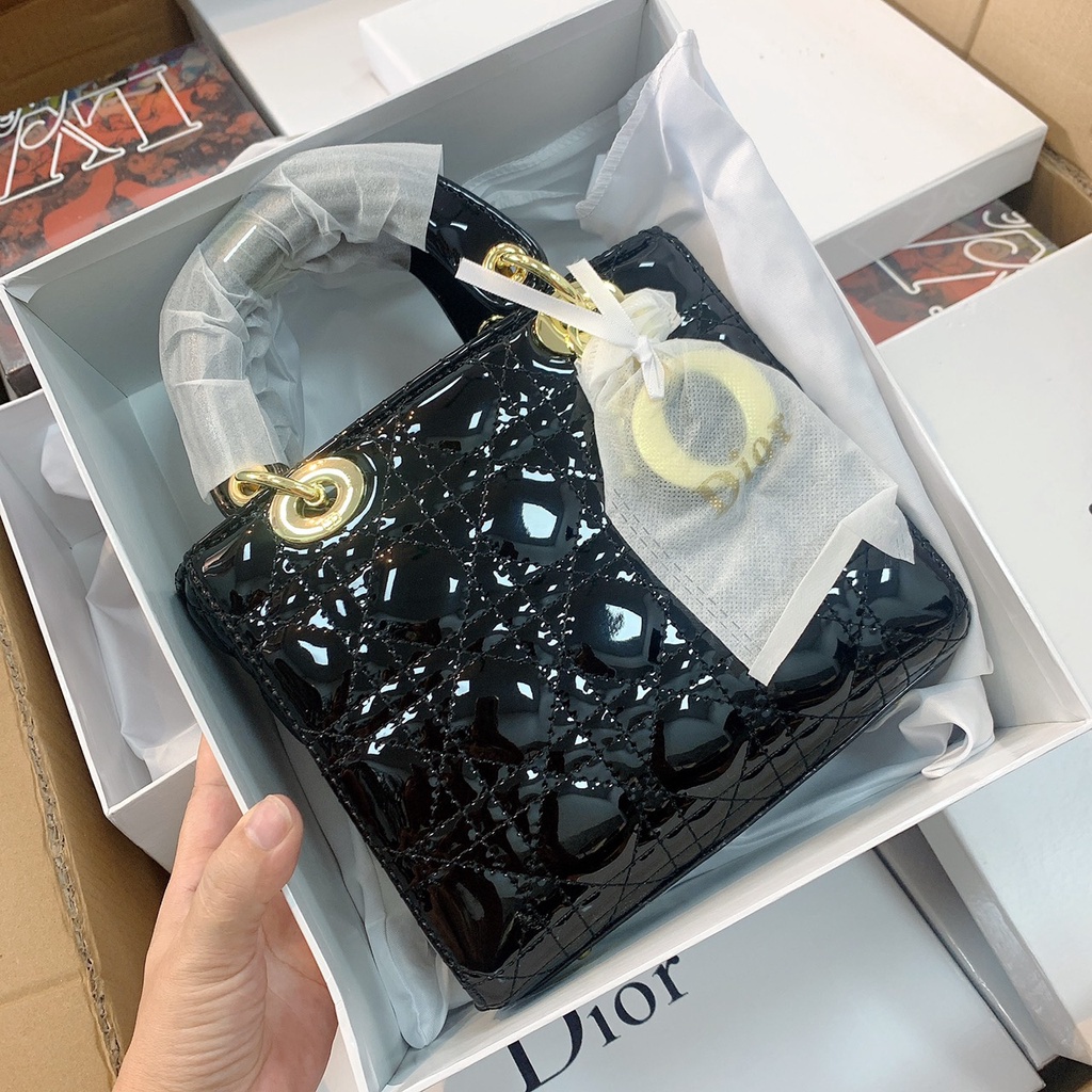 Túi xách nữ di.o lady da bóng cao cấp quai túi xách tay, dây đeo chéo bản to