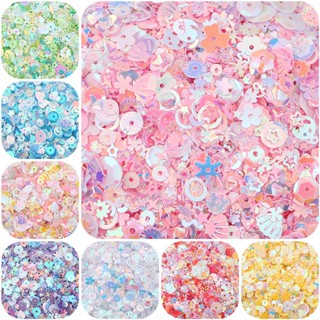 Phụ kiện thủ công kim sa hỗn hợp 3-10mm, màu sắc đa dạng, phù hợp làm nail và trang trí quần áo