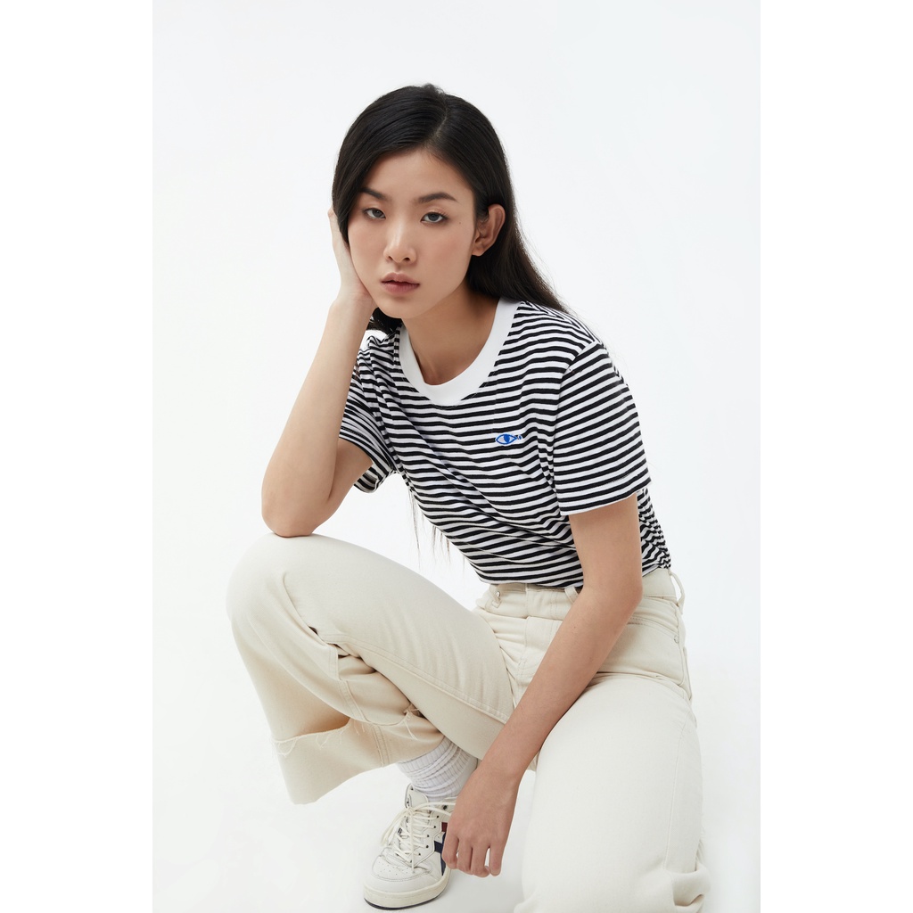 TheBlueTshirt - Áo Thun Tay Ngắn Hoạ Tiết Sọc Trắng Đen - No.4 Short Sleeve T - Black and White Stripe