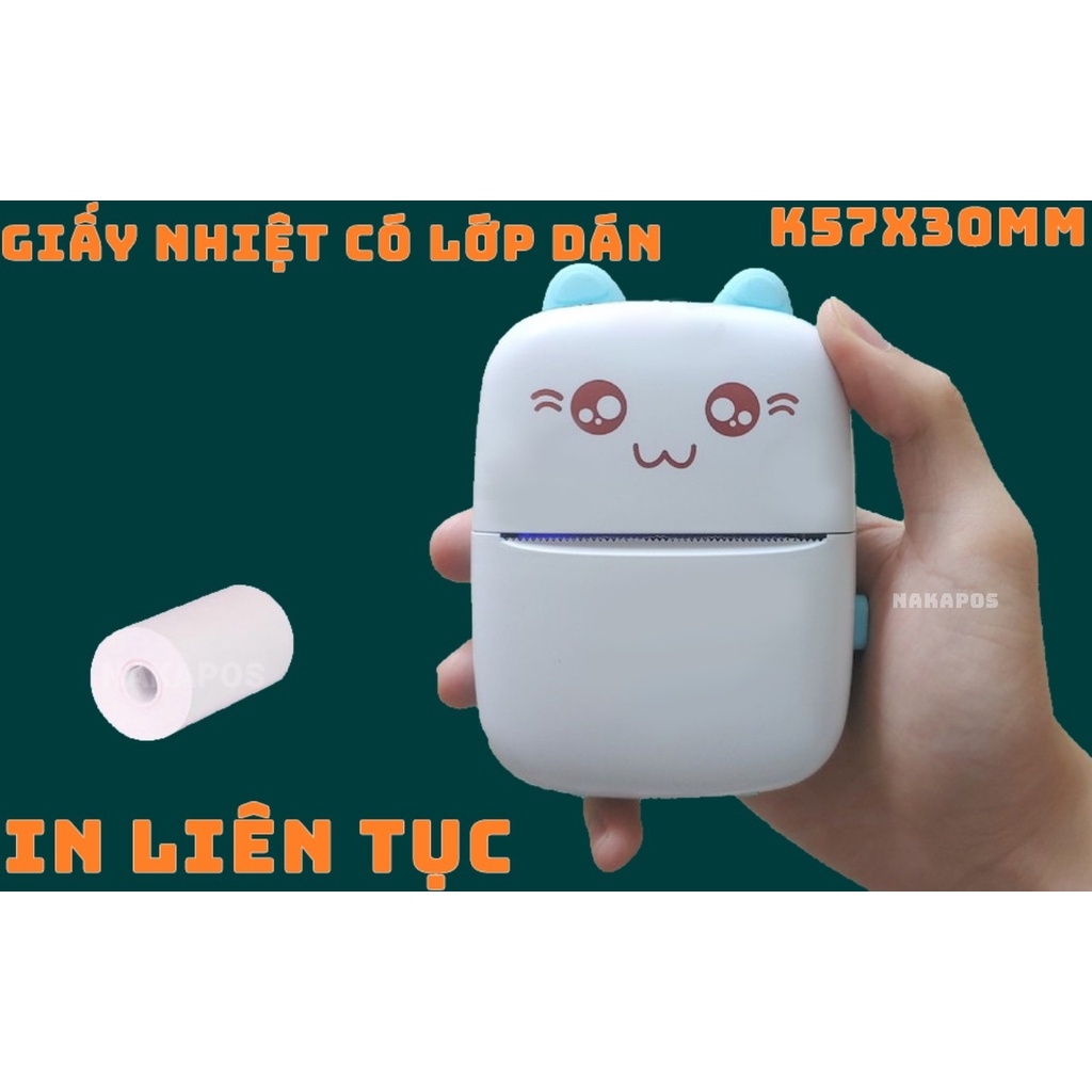 THÙNG 50 CUỘNGiấy in nhiệt K57x30 dán được giấy in dành cho máy Con mèo, Máy Peripage,C19, PT210