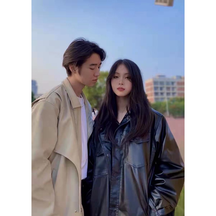 S-3XL ÁO DA PU NAM UNISEX JACKET FORM BASIC MÀU ĐEN ÁO KHOÁC DA THỜI TRANG DÀNH CHO NAM NỮ