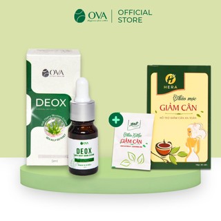 Combo Trà thảo mộc giảm cân Hera Plus và Serum khử mùi hôi nách Ova DeoX làm sáng da vùng nách