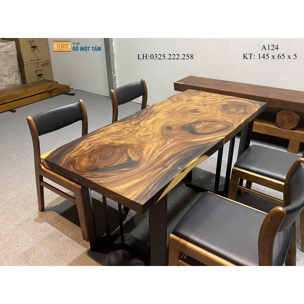 Mặt Bàn Ăn Gỗ Me Tây, Bàn Làm Việc Gỗ Me Tây Dài 1,45m Rộng 65cm Dày 5cm