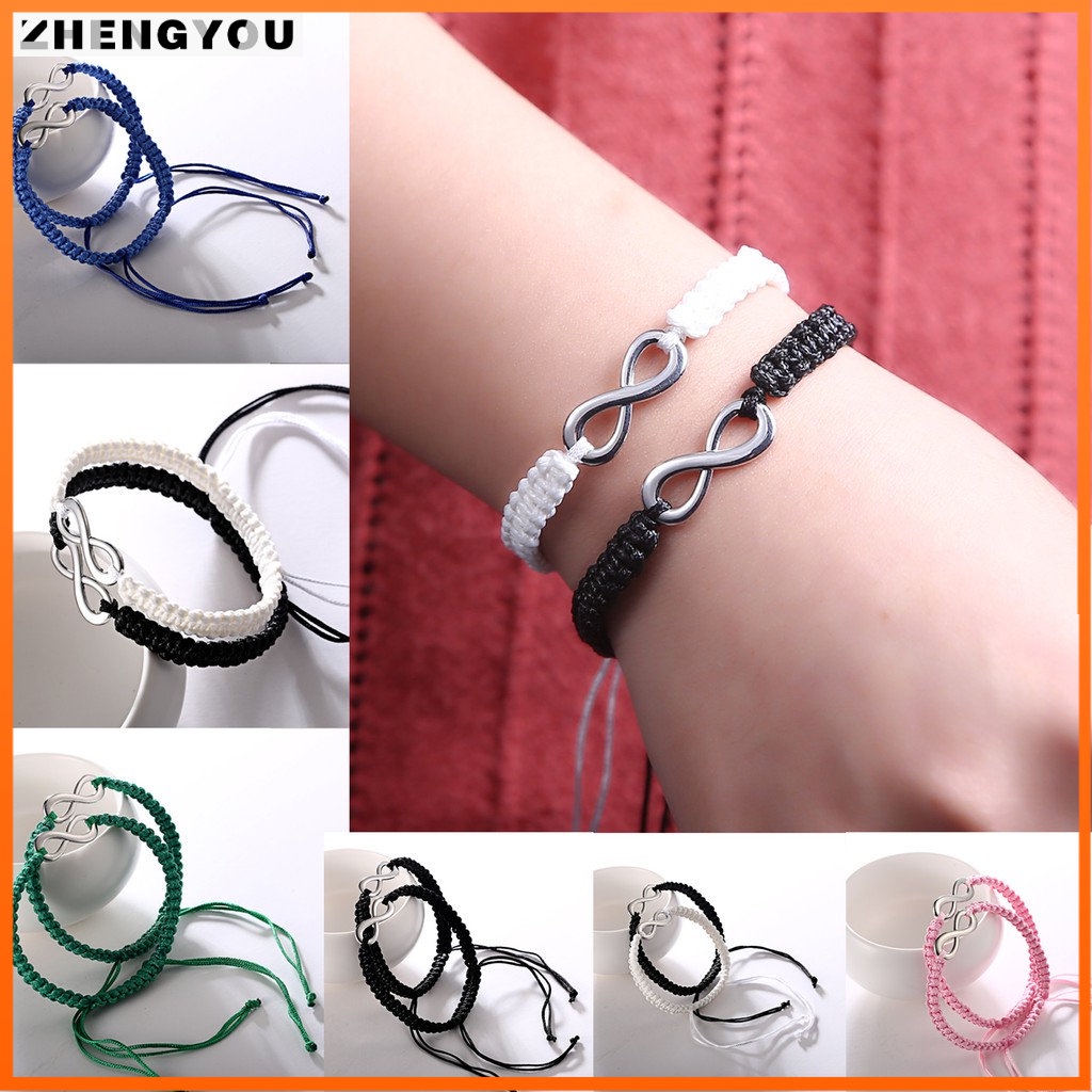 Set 2 vòng tay bện RINHOO mặt dây hình biểu tượng vô cực thời trang