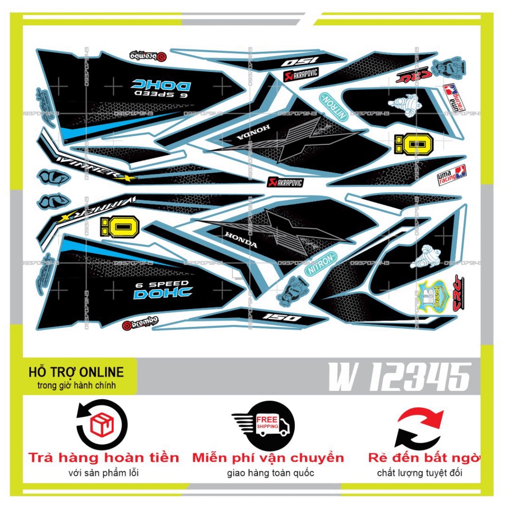 {TPHCM-FREE SHIP] TEM RỜI WINNER X DÁN XE XANH 12345