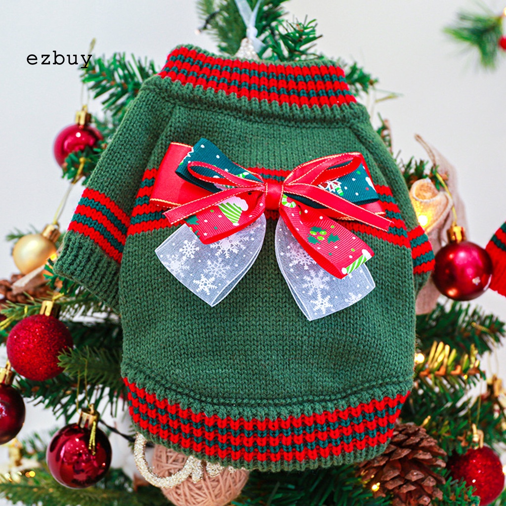 Ezbuy Áo Sweater Vải Polyester Mềm Nhẹ Đính Nơ Giữ Ấm Thoải Mái Cho Cún Cưng Vào Mùa Đông