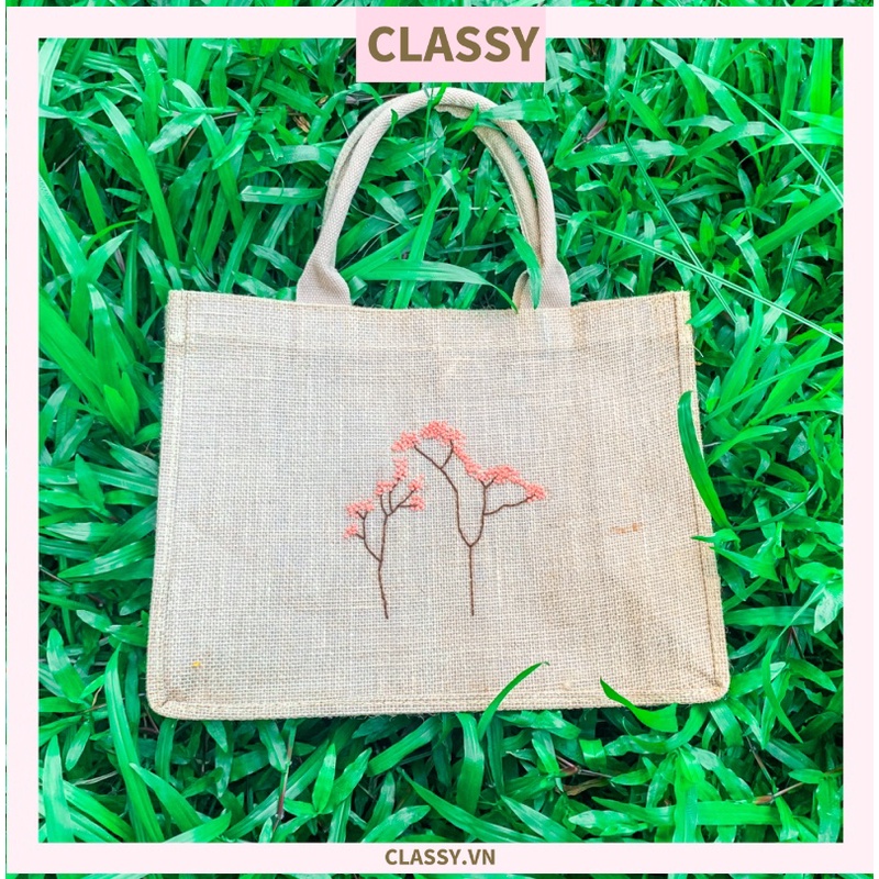 Classy Túi Đay thêu tay Quai Đay, Kiểu dáng Vintage, Kích thước 36 * 15 * 28 CM - SP thân thiện với Môi trường