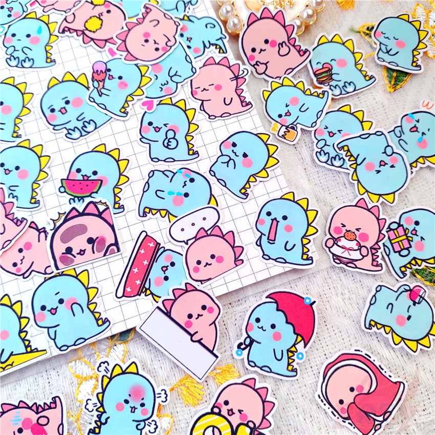 Set 60 Món Đồ Chơi Chất Lượng Cao ☆ Sticker Dán Trang Trí Nhật Ký Hình Khủng Long Ngộ Nghĩnh Q-2 ☆ Sticker Dán Trang Trí Album Thời Trang DIY Kích Thước 2~3cm