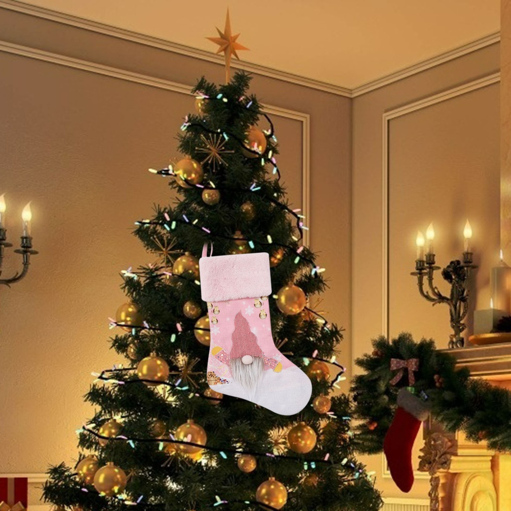 [Prettyia1] Vớ Trang Trí Giáng Sinh Cổ Điển Có Thể Giặt Được