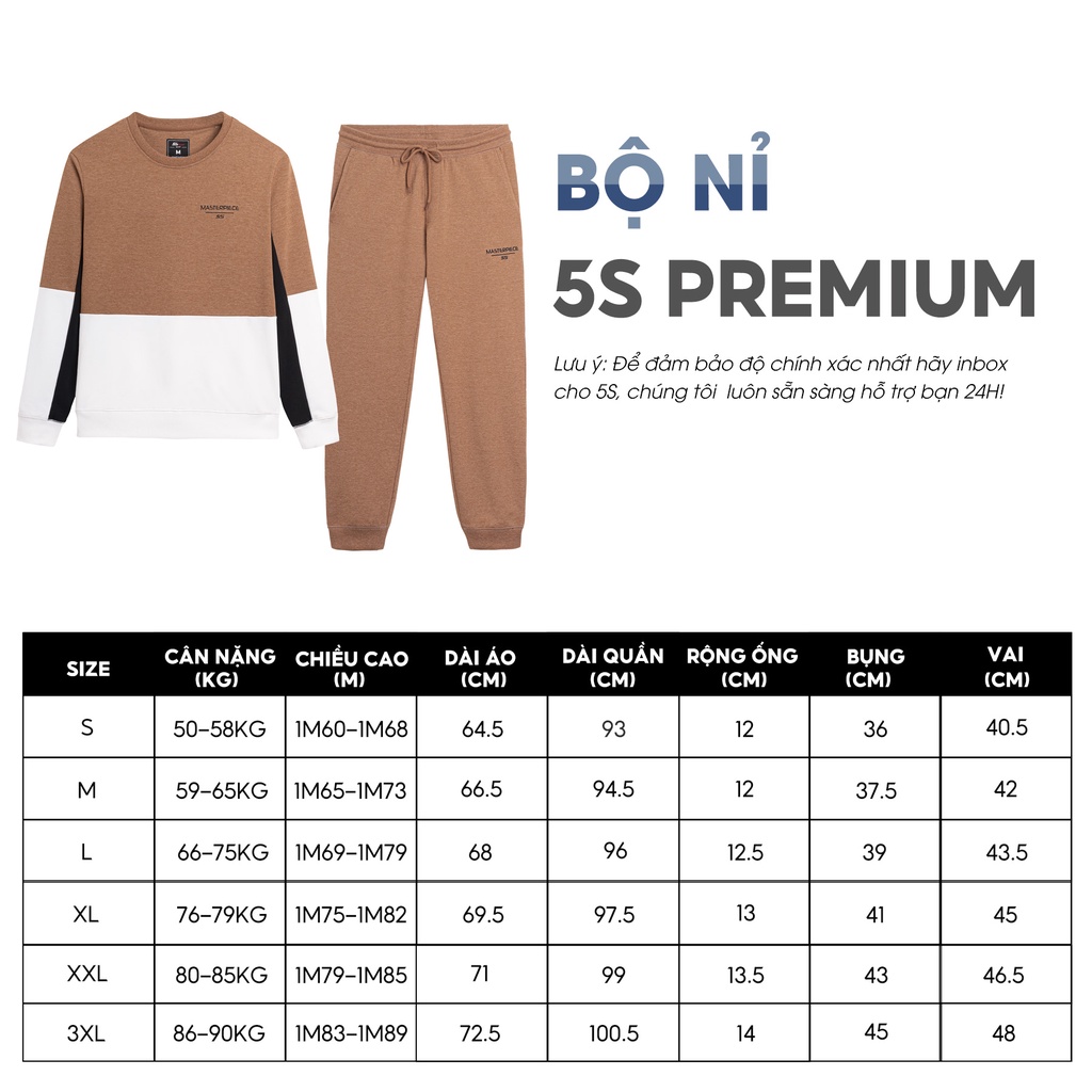 Bộ Quần Áo Nỉ Nam MASTERPIECE 5S, Chất Cotton Dày Dặn, Phối Màu Trẻ Trung