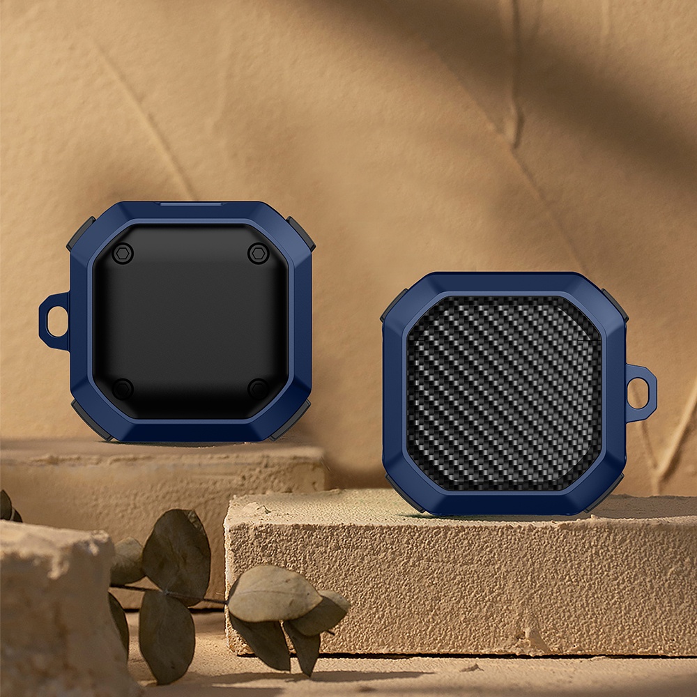 Vỏ Bảo Vệ Hộp Sạc Tai Nghe Samsung Galaxy Buds 2 Pro / Galaxy Buds2 Pro Bằng Sợi carbon Nhám Kèm Móc Tiện Dụng