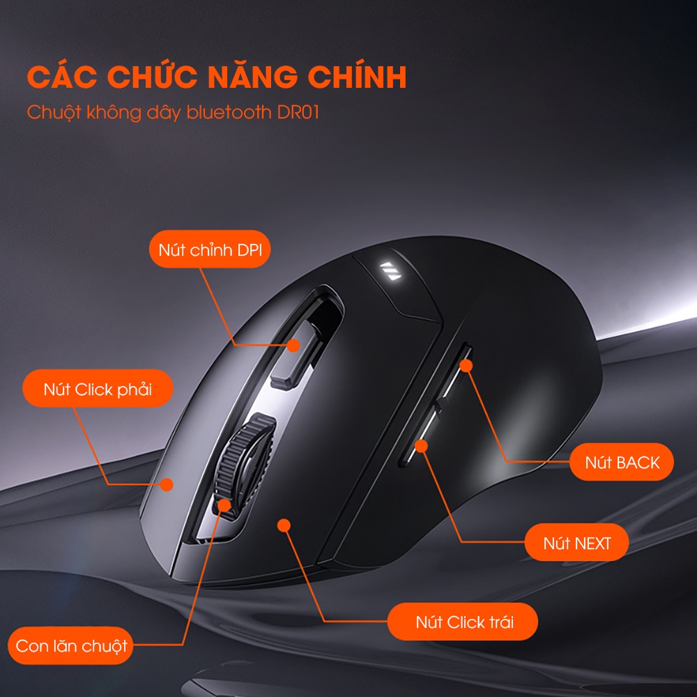 Chuột gaming không dây bluetooth SIDOTECH DR01 pin sạc phù hợp máy tính laptop cho game thủ chuyên nghiệp và văn phòng