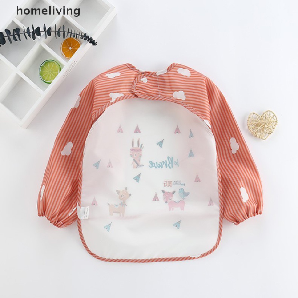 Yếm Ăn Tay Dài Chống Thấm Nước Có Túi Dành Cho Trẻ Em Mới Biết Đi